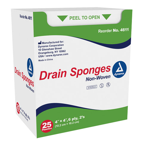Non-woven Drain- Iv Sponge 4 X4  6 Ply 25-2-pk  Sterile