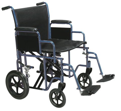 Transport Wheelchair Bariatric 20  Wide  Blue