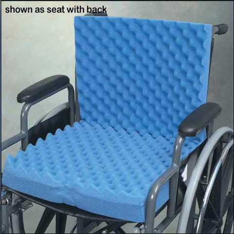 Convoluted Wheelchair Cushion W-back & Blue Polycotton Cover