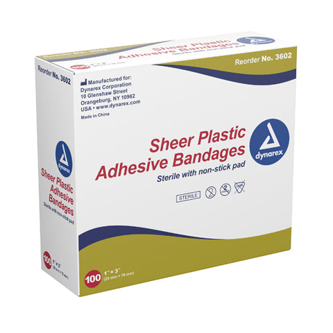 Adhesive Bandages  Sheer 3-4 X3  Sterile Bx-100