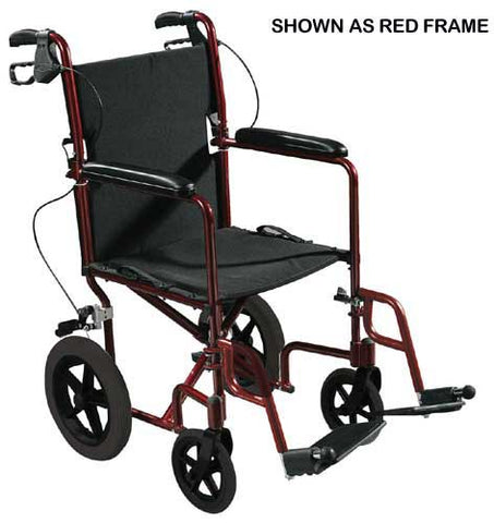 Expedition Aluminum Transport Chair W-loop Locks  19  Red