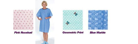 Tie-back Adult Gown Geometric Print
